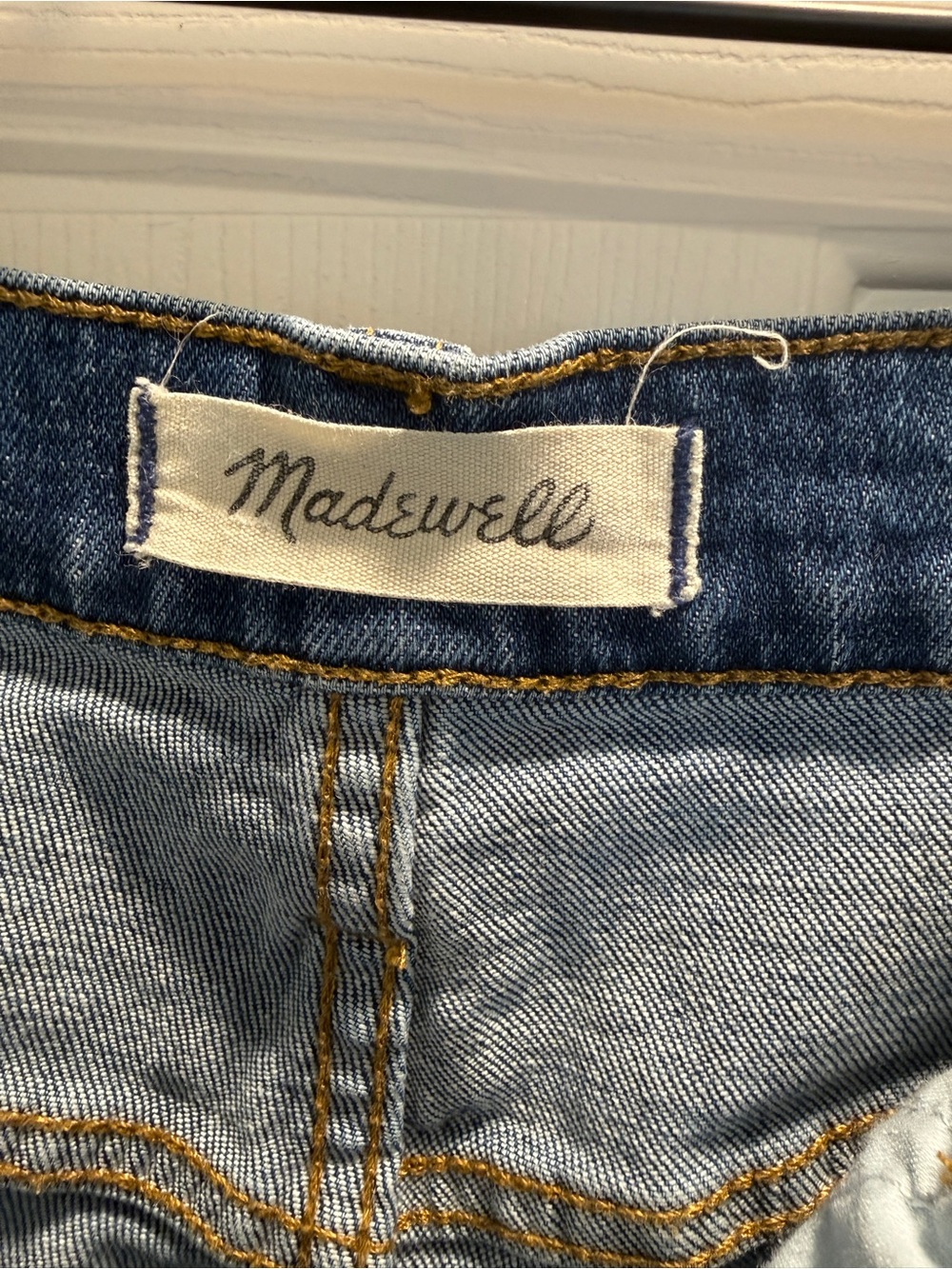 Madewell High Rise Denim Shorts Size 31 Blue Wash Raw Hem Cutoff Jean Shorts - Picture 9 of 10